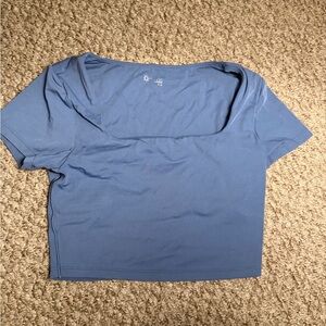 Aerie Blue Short Sleeve Cropped Athletic Tee.